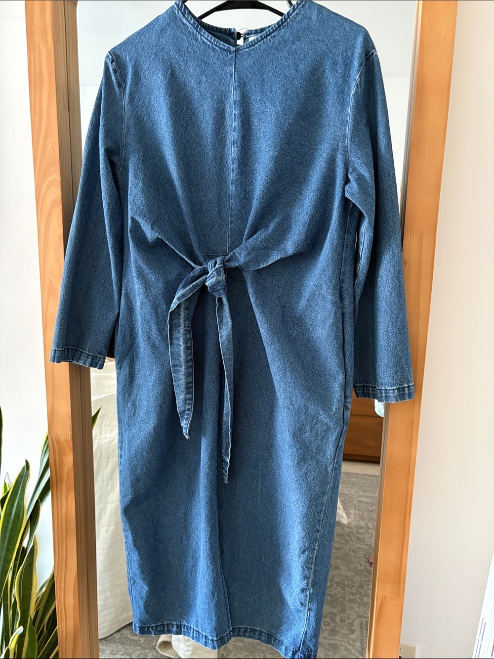 Oak + Fort Blue Denim front Tie- Dress with pockets!